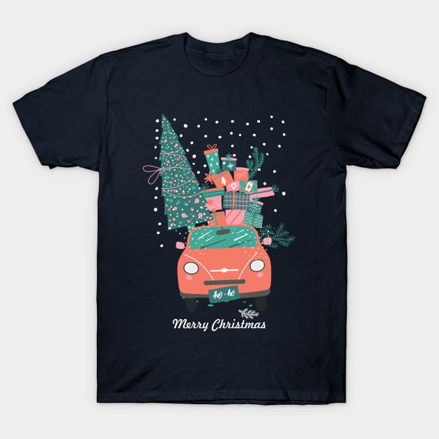 Christmas tree and gifts in a car ho ho ho! - Happy Christmas and a happy new year! - Available in stickers, clothing, etc T-Shirt by Crazy Collective